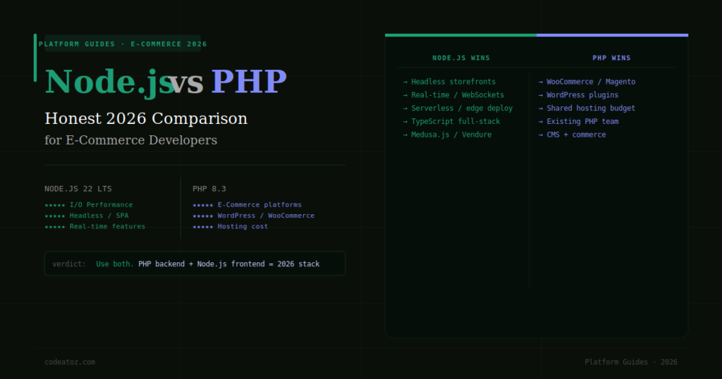 Node.js vs PHP in 2026 — Honest Comparison for E-Commerce Developers