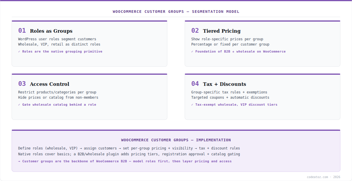 woocommerce customer groups — roles, tiered pricing, access control and tax segmentation by CodeAtoZ