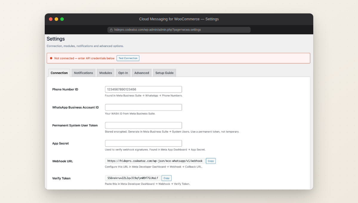 Cloud Messaging for WooCommerce