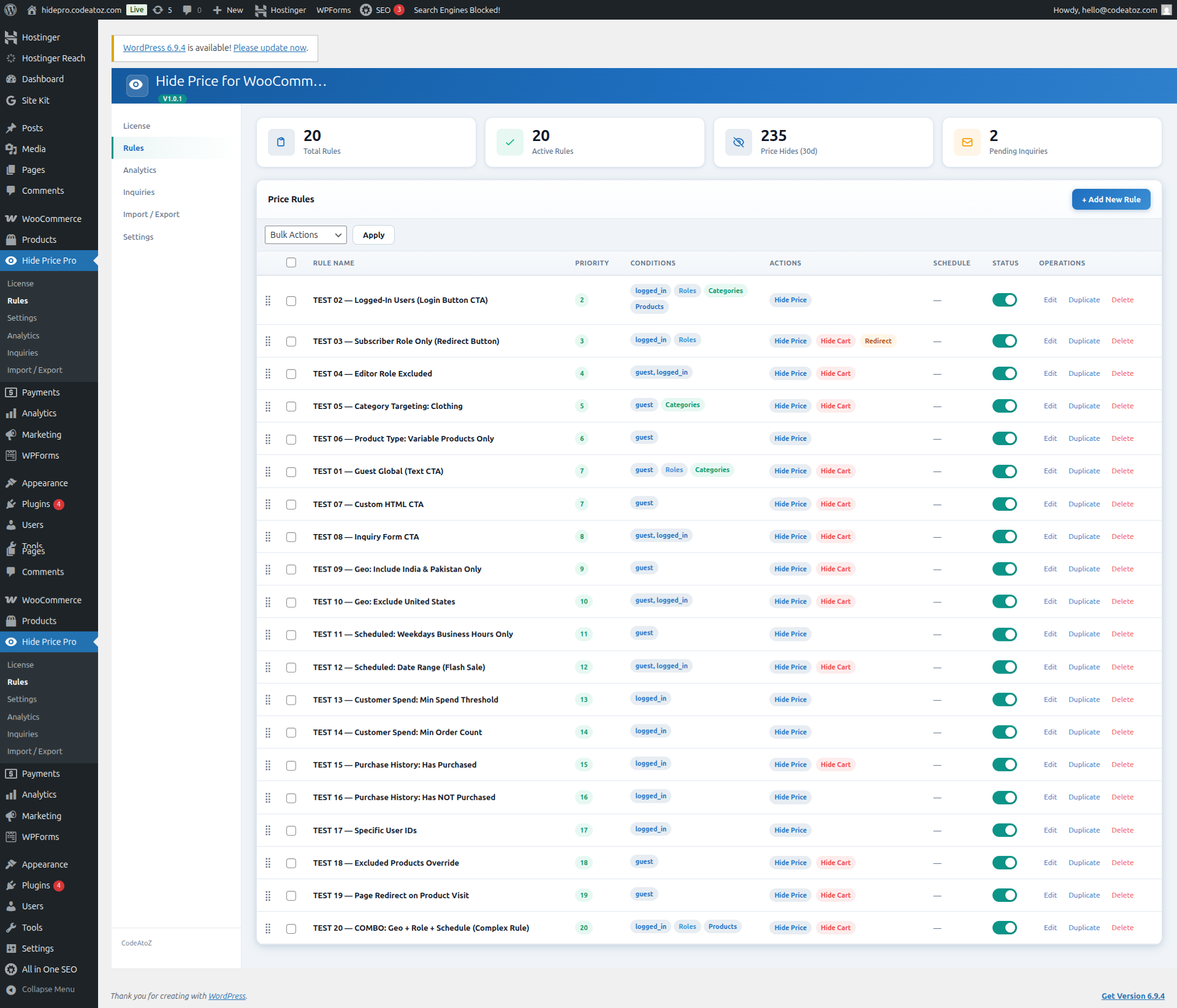 Rules Dashboard